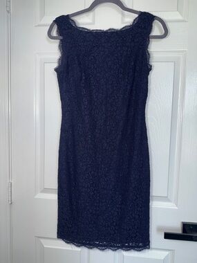 Navy Lace Dress Sleeveless Cocktail Dress